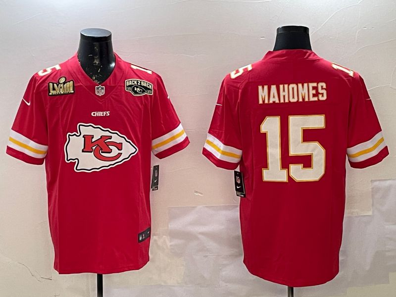 Men Kansas City Chiefs #15 Mahomes Red Nike Team Logo 2025 NFL Jersey style 2